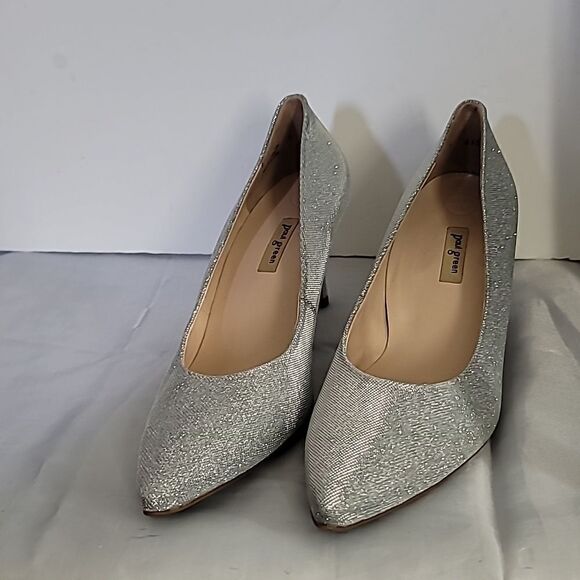 Paul Green Beth Pointed Toe Pump In Silver Sparkle New without box - Picture 3 of 10